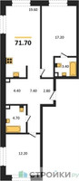 Планировка двухкомнатной(квартира) площадью 71.7 квадратных метров в “ЖК Шагал”