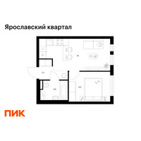 Планировка однокомнатной(квартира) площадью 32.4 квадратных метров в “Ярославский квартал”