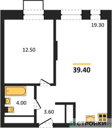 Планировка однокомнатной(квартира) площадью 39.4 квадратных метров в ЖК “ЖК Первый Московский”