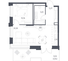 Планировка однокомнатной(квартира) площадью 47.9 квадратных метров в “ЖК Верейская 41”