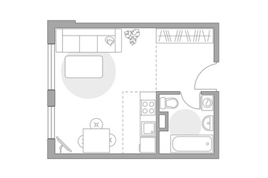 Планировка студии(квартира) площадью 26.23 квадратных метров в ЖК “ЖК Аникеевский”