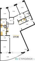 Планировка 4+ комнатной(квартира) площадью 177 квадратных метров в “ЖК Остров”