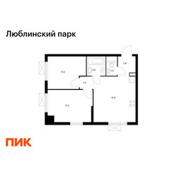Планировка двухкомнатной(квартира) площадью 47.8 квадратных метров в ЖК “ЖК Люблинский парк”