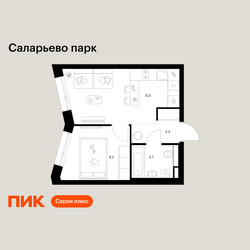 Планировка однокомнатной(квартира) площадью 31.8 квадратных метров в ЖК “ЖК Саларьево парк”