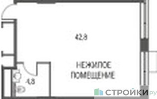 Планировка студии(квартира) площадью 47.6 квадратных метров в “ЖК Резиденции Архитекторов”