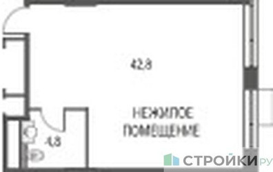 Планировка студии(квартира) площадью 47.6 квадратных метров в ЖК “ЖК Резиденции Архитекторов”