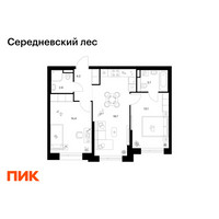 Планировка двухкомнатной(квартира) площадью 58 квадратных метров в “ЖК Середневский лес”