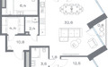 Планировка 4+ комнатной(квартира) площадью 141.84 квадратных метров в ЖК “ЖК Дом Горизонтов”