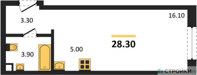Планировка студии(квартира) площадью 28.3 квадратных метров в ЖК “ЖК КОД Сокольники”