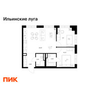 Планировка двухкомнатной(квартира) площадью 56.16 квадратных метров в “ЖК Ильинские луга”