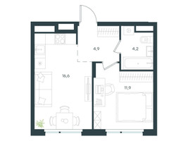 Планировка однокомнатной(квартира) площадью 37.6 квадратных метров в “ЖК Левел Лесной”
