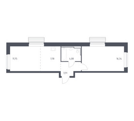 Планировка однокомнатной(квартира) площадью 43.1 квадратных метров в ЖК “ЖК Рублевский Квартал”
