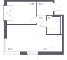 Планировка однокомнатной(квартира) площадью 40.92 квадратных метров в “ЖК Квартал Западный”