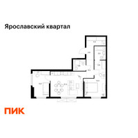 Планировка двухкомнатной(квартира) площадью 63.6 квадратных метров в “Ярославский квартал”