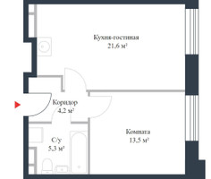 Планировка двухкомнатной(квартира) площадью 44.6 квадратных метров в “ЖК Ривер Парк Коломенский”