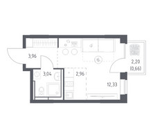 Планировка студии(квартира) площадью 22.95 квадратных метров в “ЖК Богдановский Лес”