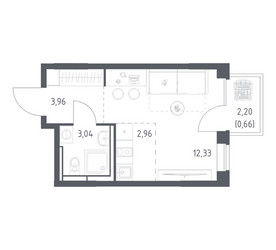 Планировка студии(квартира) площадью 22.95 квадратных метров в ЖК “ЖК Богдановский Лес”