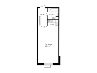 Планировка однокомнатной(квартира) площадью 48.8 квадратных метров в ЖК “ЖК Клубный дом Точка отсчета”