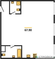 Планировка двухкомнатной(квартира) площадью 67.9 квадратных метров в “ЖК Nametkin Tower (Наметкин Тауэр)”