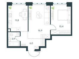 Планировка двухкомнатной(квартира) площадью 52 квадратных метров в “ЖК Левел Южнопортовая”