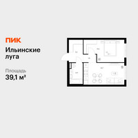Планировка однокомнатной(квартира) площадью 39.1 квадратных метров в “ЖК Ильинские луга”