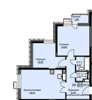 Планировка двухкомнатной(квартира) площадью 60.2 квадратных метров в “ЖК Соболевка”