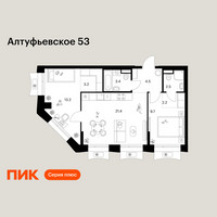 Планировка двухкомнатной(квартира) площадью 60.1 квадратных метров в “ЖК Алтуфьевское 53”
