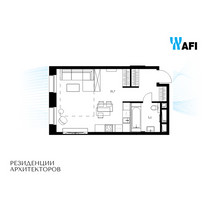 Планировка однокомнатной(апартаменты) площадью 40.8 квадратных метров в “ЖК Резиденции Архитекторов”