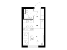 Планировка студии(квартира) площадью 20.9 квадратных метров в “Бунинская набережная”