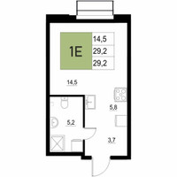 Планировка однокомнатной(квартира) площадью 29.2 квадратных метров в “ЖК Вяземы Парк”