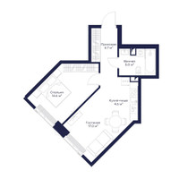Планировка однокомнатной(апартаменты) площадью 45.81 квадратных метров в “ЖК JOIS (Джойс)”