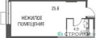 Планировка студии(квартира) площадью 29.6 квадратных метров в “ЖК Резиденции Архитекторов”
