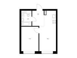 Планировка однокомнатной(квартира) площадью 36 квадратных метров в “ЖК Полар”