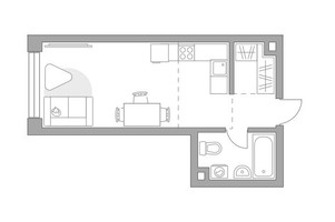 Планировка студии(квартира) площадью 28.41 квадратных метров в “ЖК Мневники от Гранель”