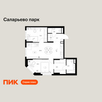 Планировка двухкомнатной(квартира) площадью 64.3 квадратных метров в “ЖК Саларьево парк”