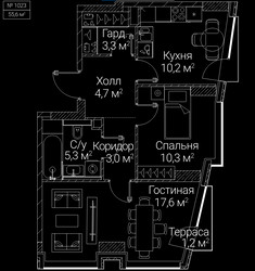 Планировка двухкомнатной(квартира) площадью 55.6 квадратных метров в ЖК “ЖК СЕЗАР БУДУЩЕЕ”