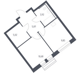 Планировка однокомнатной(квартира) площадью 34.7 квадратных метров в ЖК “ЖК Рублевский Квартал”