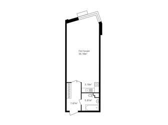Планировка однокомнатной(квартира) площадью 50.7 квадратных метров в ЖК “ЖК Клубный дом Точка отсчета”