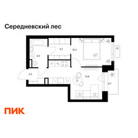 Планировка однокомнатной(квартира) площадью 35.8 квадратных метров в “ЖК Середневский лес”