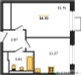 Планировка однокомнатной(квартира) площадью 34.7 квадратных метров в “ЖК Квартал Ивакино”