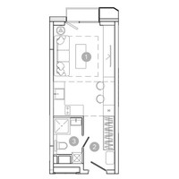Планировка студии(квартира) площадью 24 квадратных метров в “ЖК УНО Соколиная гора”
