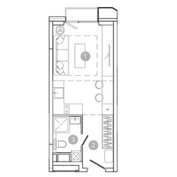 Планировка студии(квартира) площадью 24 квадратных метров в ЖК “ЖК УНО Соколиная гора”