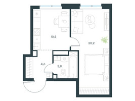 Планировка однокомнатной(квартира) площадью 39.1 квадратных метров в “ЖК Level Мичуринский”