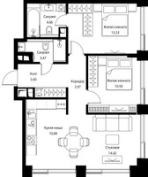 Планировка двухкомнатной(квартира) площадью 67.47 квадратных метров в “ЖК Сити Бэй”
