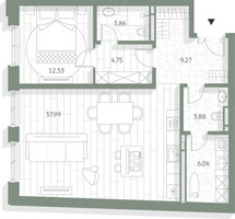 Планировка однокомнатной(квартира) площадью 78.34 квадратных метров в “Фамильный дом Люче”