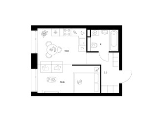 Планировка однокомнатной(квартира) площадью 31.2 квадратных метров в ЖК “ЖК Середневский лес”