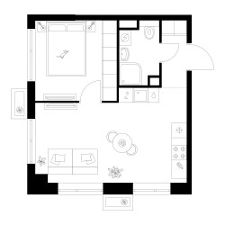 Планировка однокомнатной(квартира) площадью 37.8 квадратных метров в ЖК “Квартал Мит”