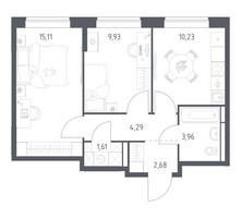 Планировка двухкомнатной(квартира) площадью 47.81 квадратных метров в “ЖК Богдановский Лес”