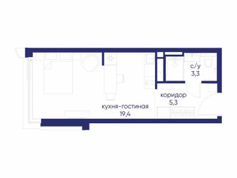 Планировка студии(квартира) площадью 28.02 квадратных метров в ЖК “ЖК Остров”