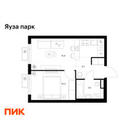 Планировка однокомнатной(квартира) площадью 33.9 квадратных метров в “ЖК Яуза Парк (Мытищи)”